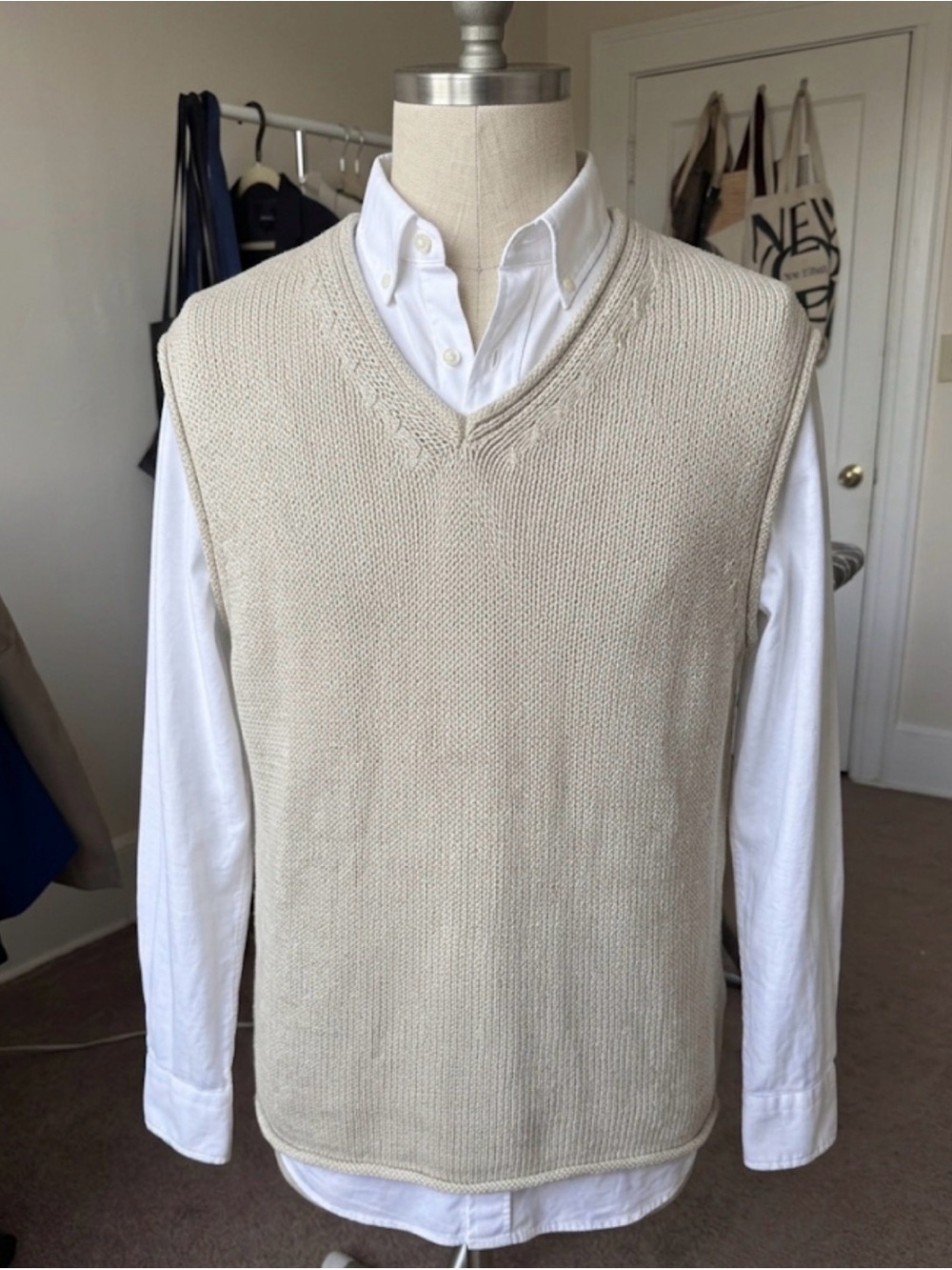 Zara Basic Knits Linen Blend V-Neck Knit Vest Sweater - Size XL